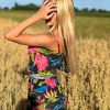 Sukienka w KWIATY Mini ołówkowa na JEDNO RAMIĘ Jeden Rękaw - obrazek 11