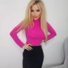 Modna RÓŻOWA BLUZKA pół GOLF Długi RĘKAW - obrazek 11