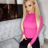 Modna RÓŻOWA BLUZKA pół GOLF Długi RĘKAW - obrazek 10