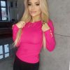 MODNA RÓŻOWA BLUZKA złote GUZIKI na RĘKAWACH - obrazek 4