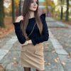 MODNA Czarna BLUZKA FALBANKI na RAMIONACH i RĘKAWACH - obrazek 4