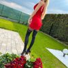 Komplet CZERWONY bluzka Top + spódniczka MINI na Gumce - obrazek 5