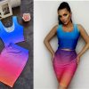 KOMPLET OMBRE TOP + Spódniczka Ołówkowa MIDI na gumce LATO - obrazek 2