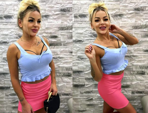 Spódniczka NEON Mini Neonowy RÓŻ ołówkowa na Gumce - obrazek 6