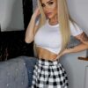 Spódniczka w KRATKĘ czarno biała Rozkloszowana w Zakładki na ŚWIETA - obrazek 15