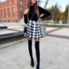 Spódniczka w KRATKĘ czarno biała Rozkloszowana w Zakładki na ŚWIETA - obrazek 10