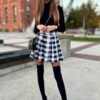 Spódniczka w KRATKĘ czarno biała Rozkloszowana w Zakładki na ŚWIETA - obrazek 11
